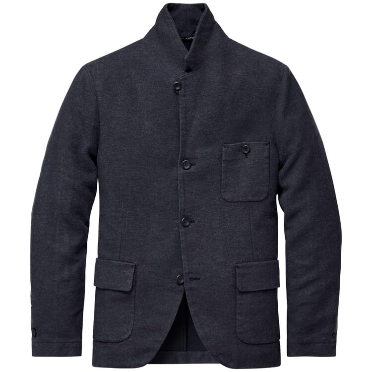Mens jacket stand up collar, Black-blue