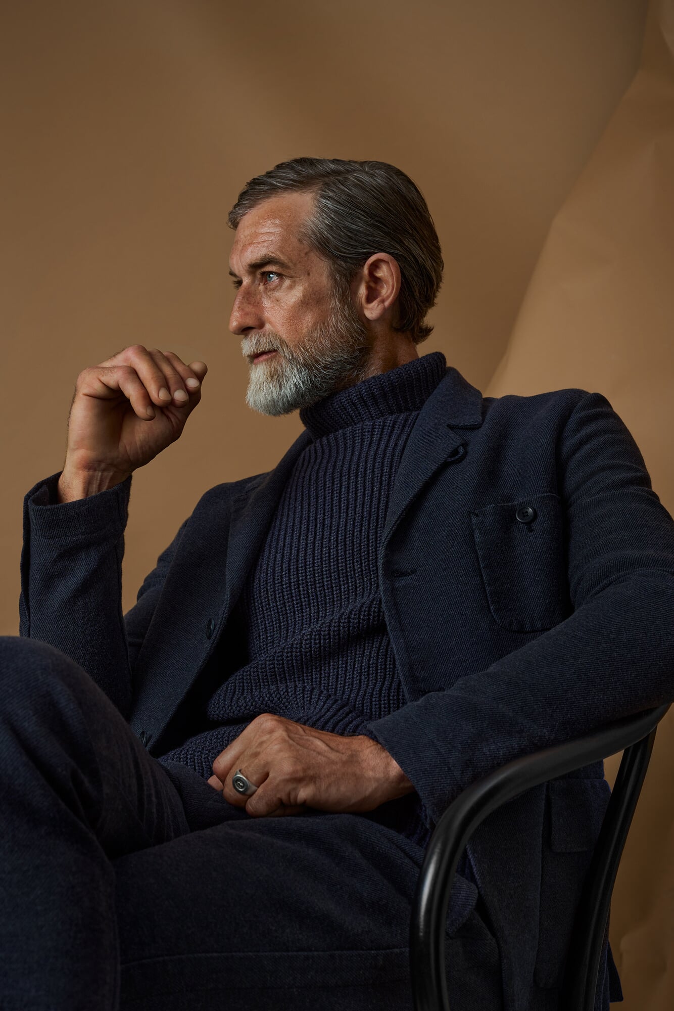Mens turtleneck sweater, Dark blue | Manufactum