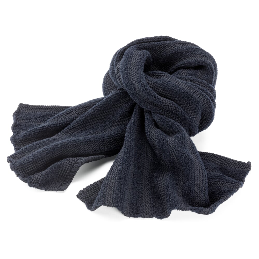 Men knitted scarf, anthracite dark blue Manufactum