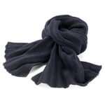 Men knitted scarf, anthracite dark blue
