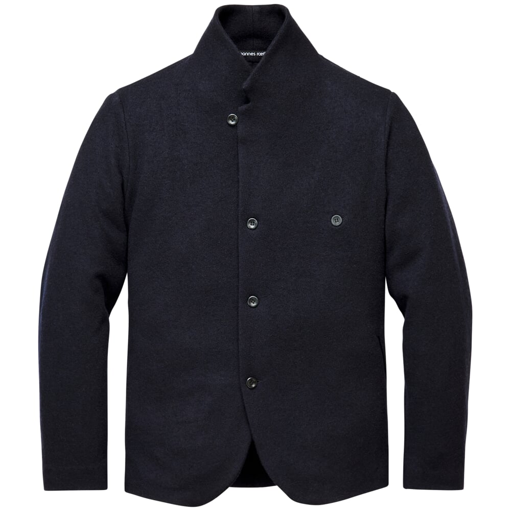 Men jacket stand up collar wool, Dark blue Manufactum