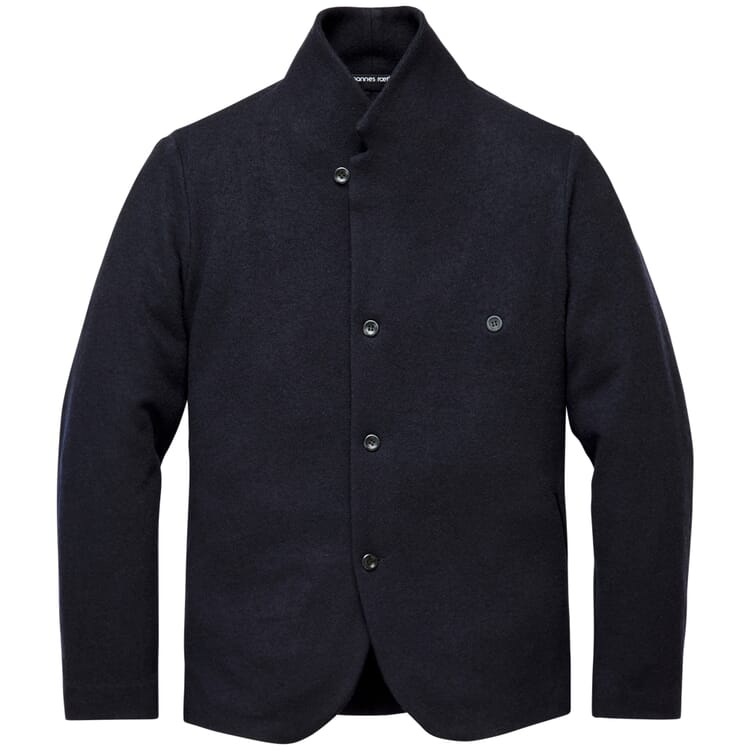 Men jacket stand up collar wool, Dark blue