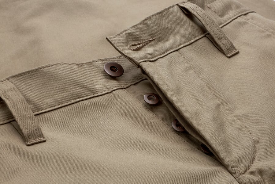 Herrenchino button placket Beige, close-up