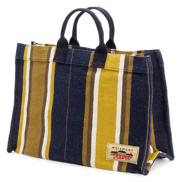Ladies bag block stripes, blue ocher