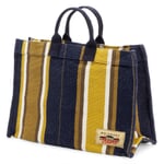 Ladies bag block stripes Blue-Ochre