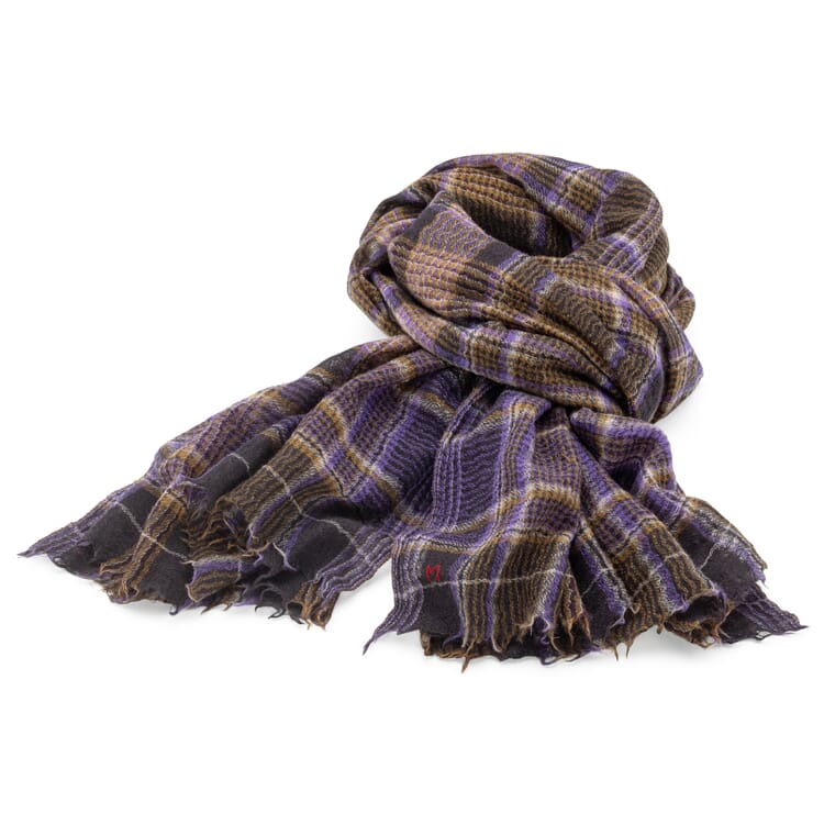 Ladies wool scarf plaid, Brown-Purple