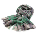 Ladies wool scarf plaid Green-Pink