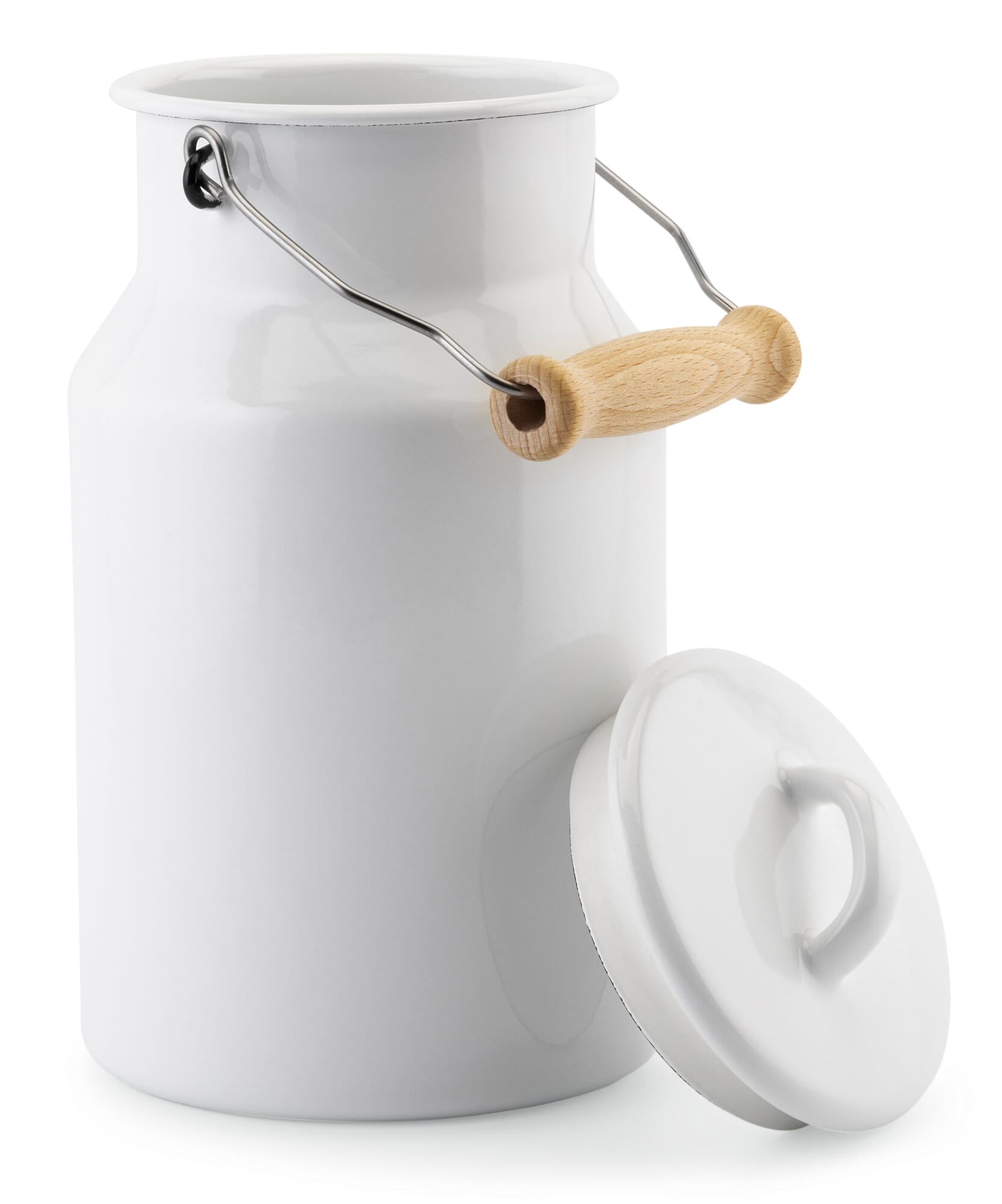 Milk jug enamel with wooden handle | Manufactum