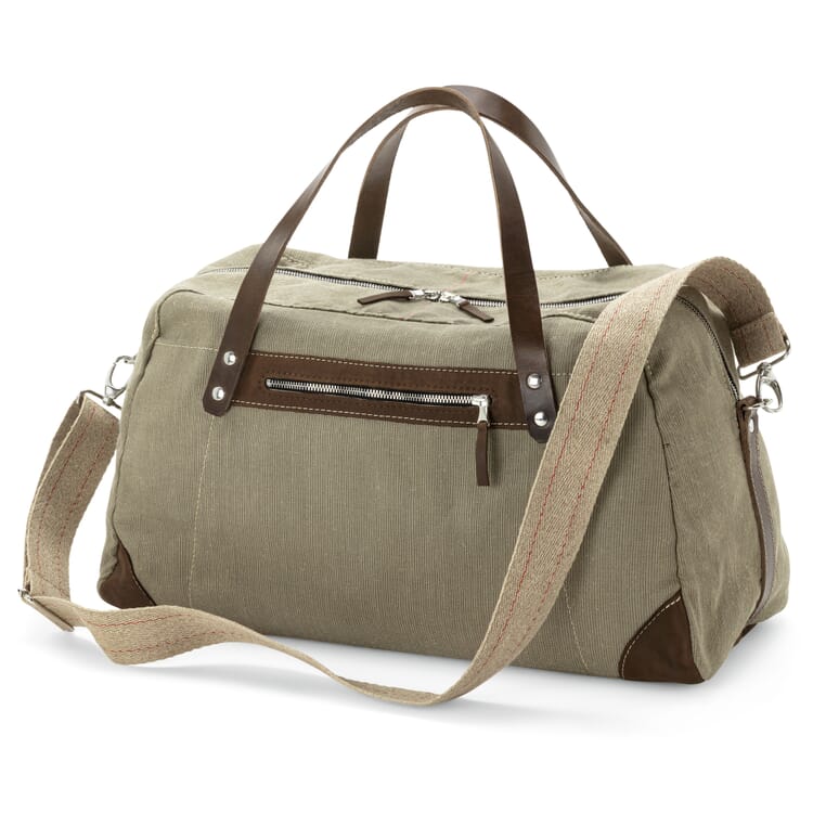 Borsa da viaggio in tela, verde-beige