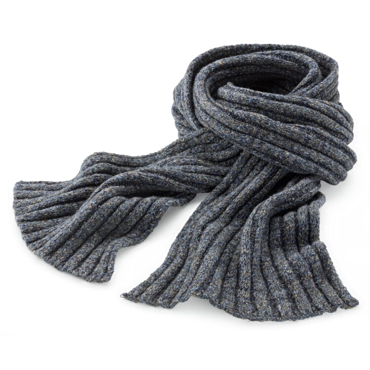 Men knitted scarf, blue melange