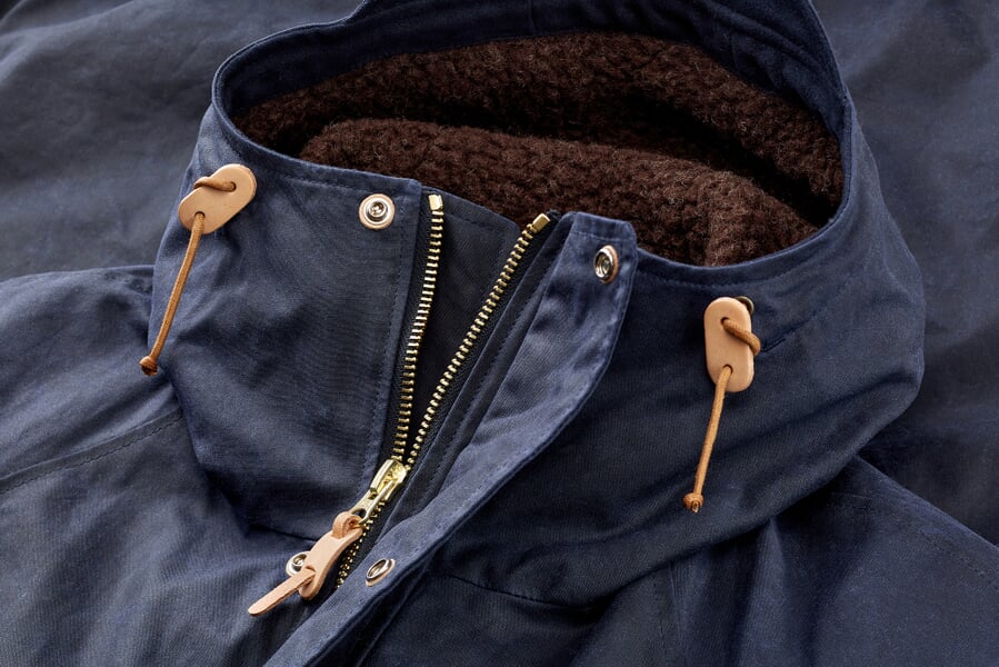 Mens parka lined Dark blue, close-up