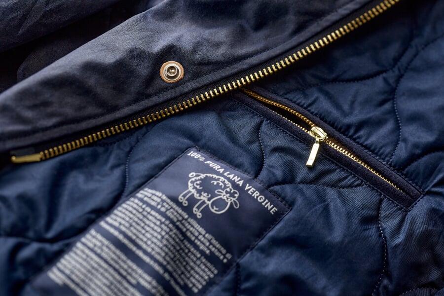 Herrenparka gefüttert Dunkelblau, Detailsicht