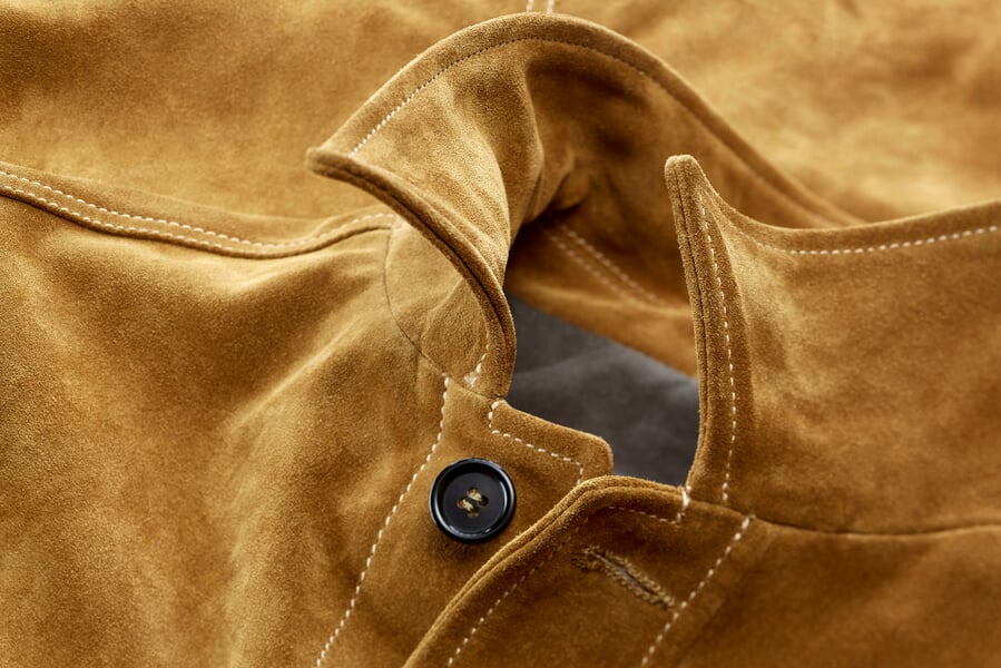 Herren-Wildlederjacke Goldbraun, Detailsicht