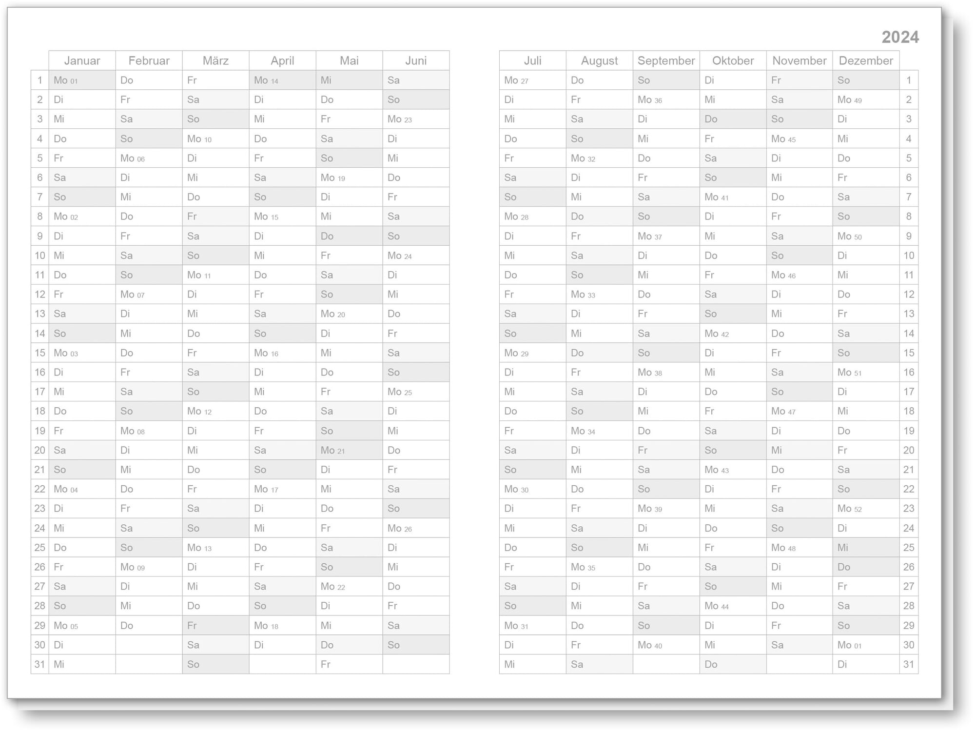 X47 Calendrier journalier 2024, A5