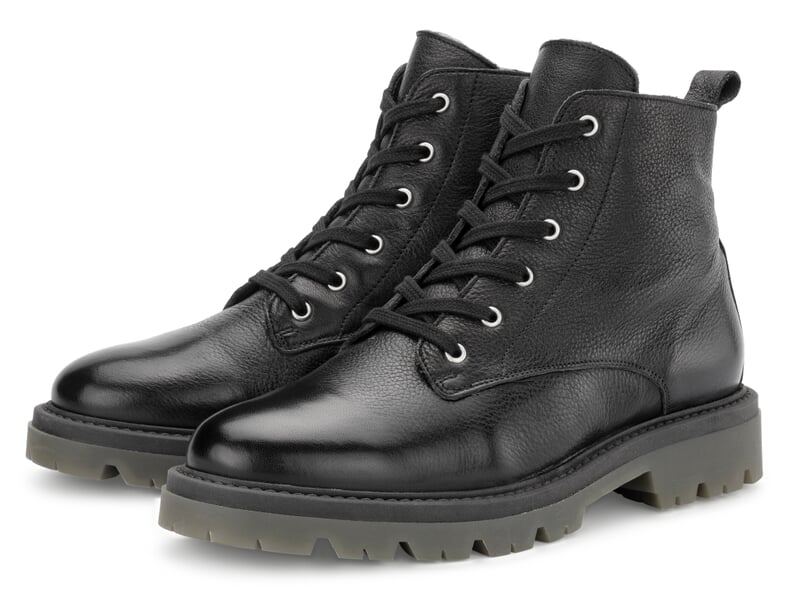 Mens lace up boot lined Black