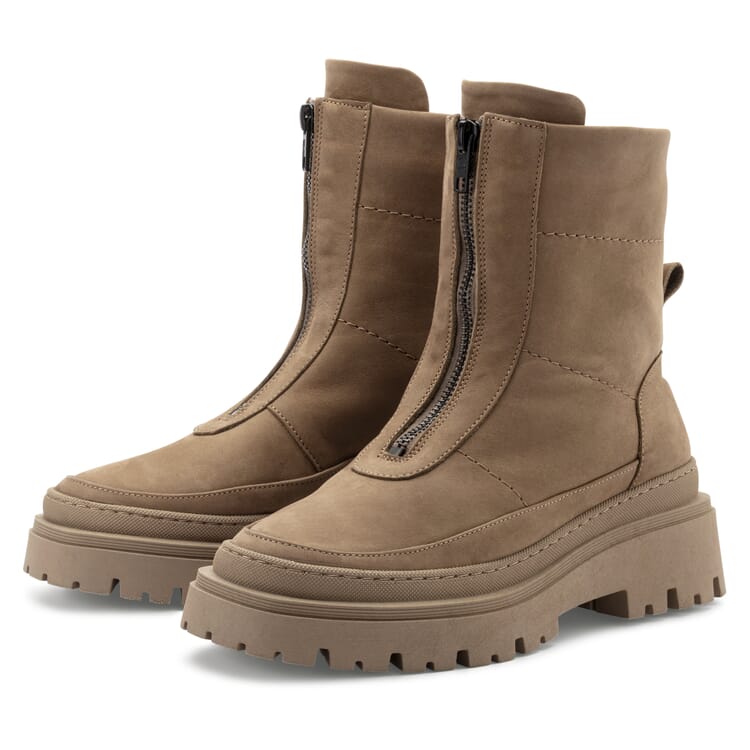 Ladies half boots lined, Medium brown