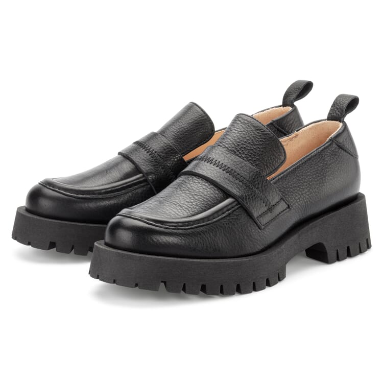 Mocassins pour femmes en cuir, Noir