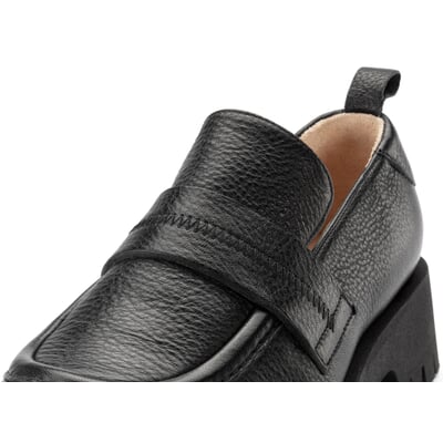 Dames loafers leer, Zwart Manufactum