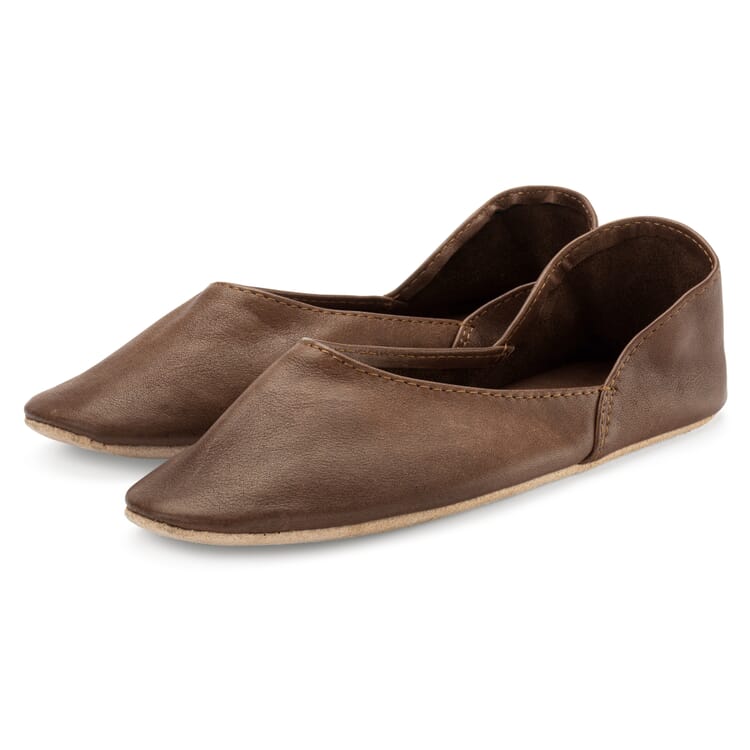 Ladies travel slipper leather, Brown