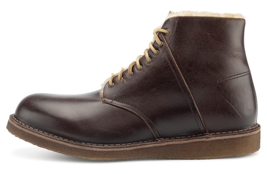 Mens lace up boot lined Bordeaux