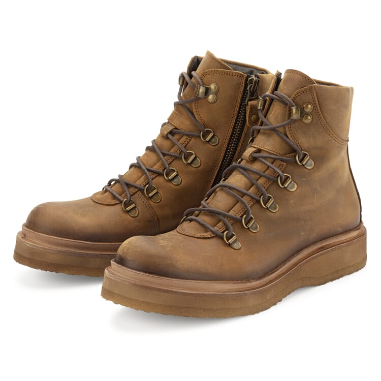 Ladies lace-up boot, Medium brown