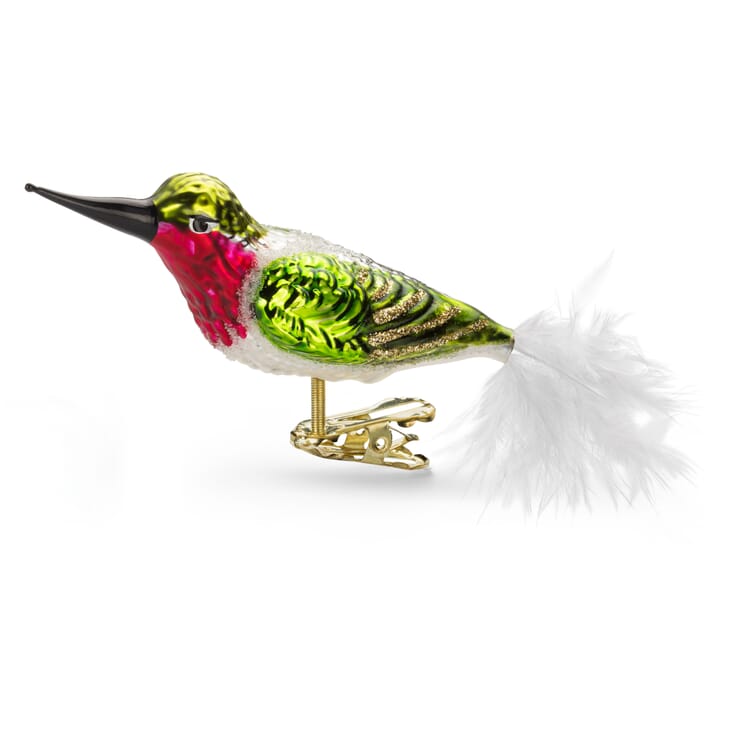 Colibrí de cristal Lauscha tradicional