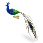 Lauscha glass peacock traditional Blue