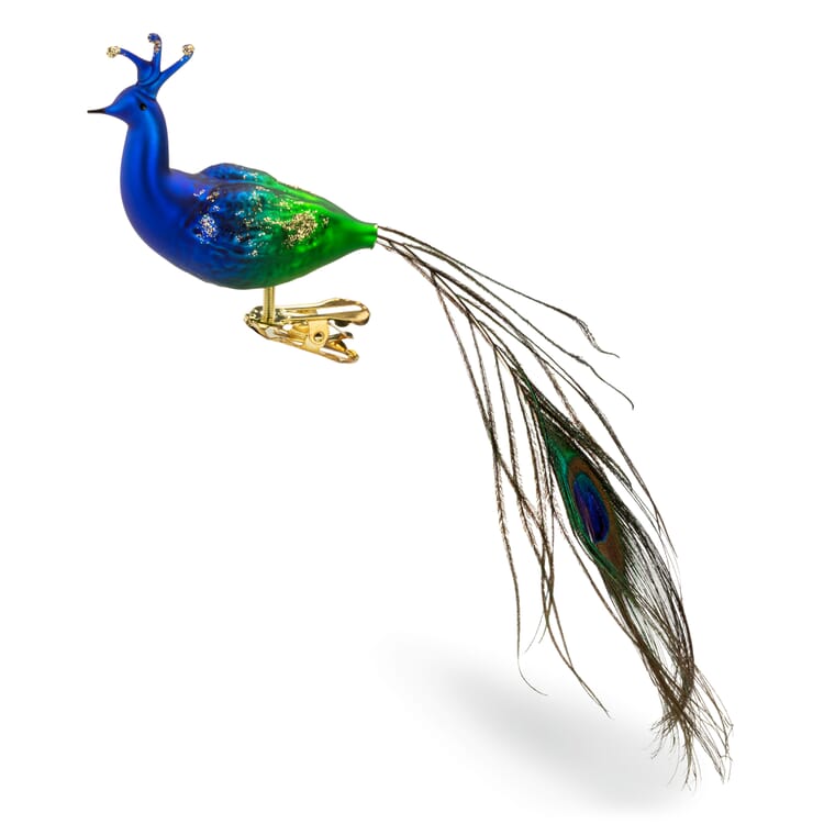 Lauscha glass peacock traditional, Blue