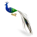 Pavo real de cristal Lauscha tradicional Azul