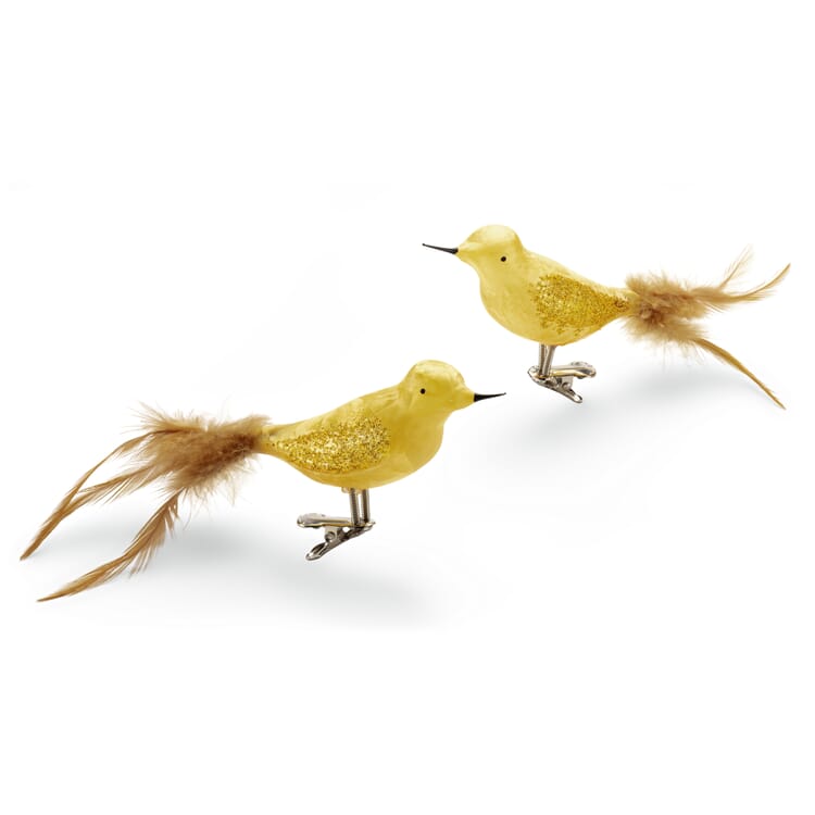 Amsel de verre glacé de Lauscha, Gold-Coloured