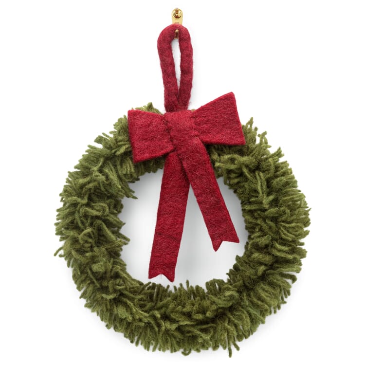Door wreath wool with felt bow