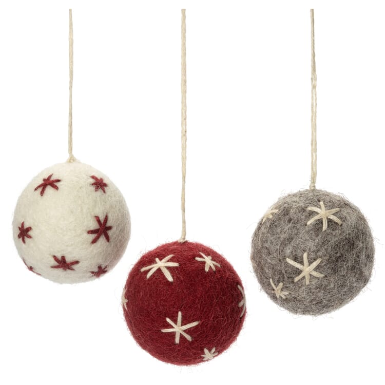 Baubles natalizi in feltro ricamato