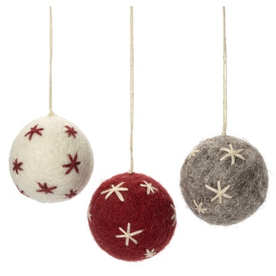 Christbaumkugeln bestickt Filz, (3 Stück)