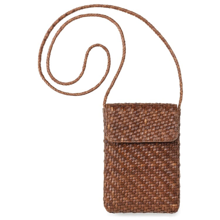Leather cell phone case braided, Braun