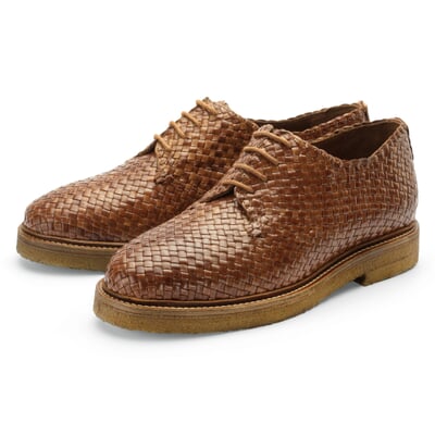 Damen-Derbyschuh geflochten, Braun Manufactum