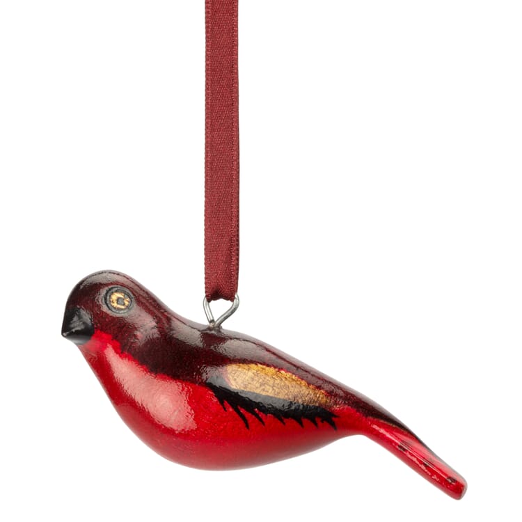 Decorative bird wood hand carved, Fire Finch