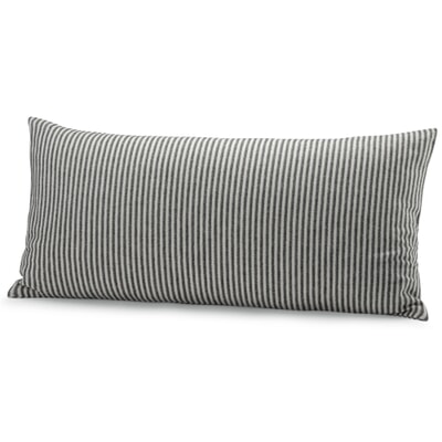 Kopfkissenbezug Flanell gestreift, Schwarz-Natur, 40 × 80 cm