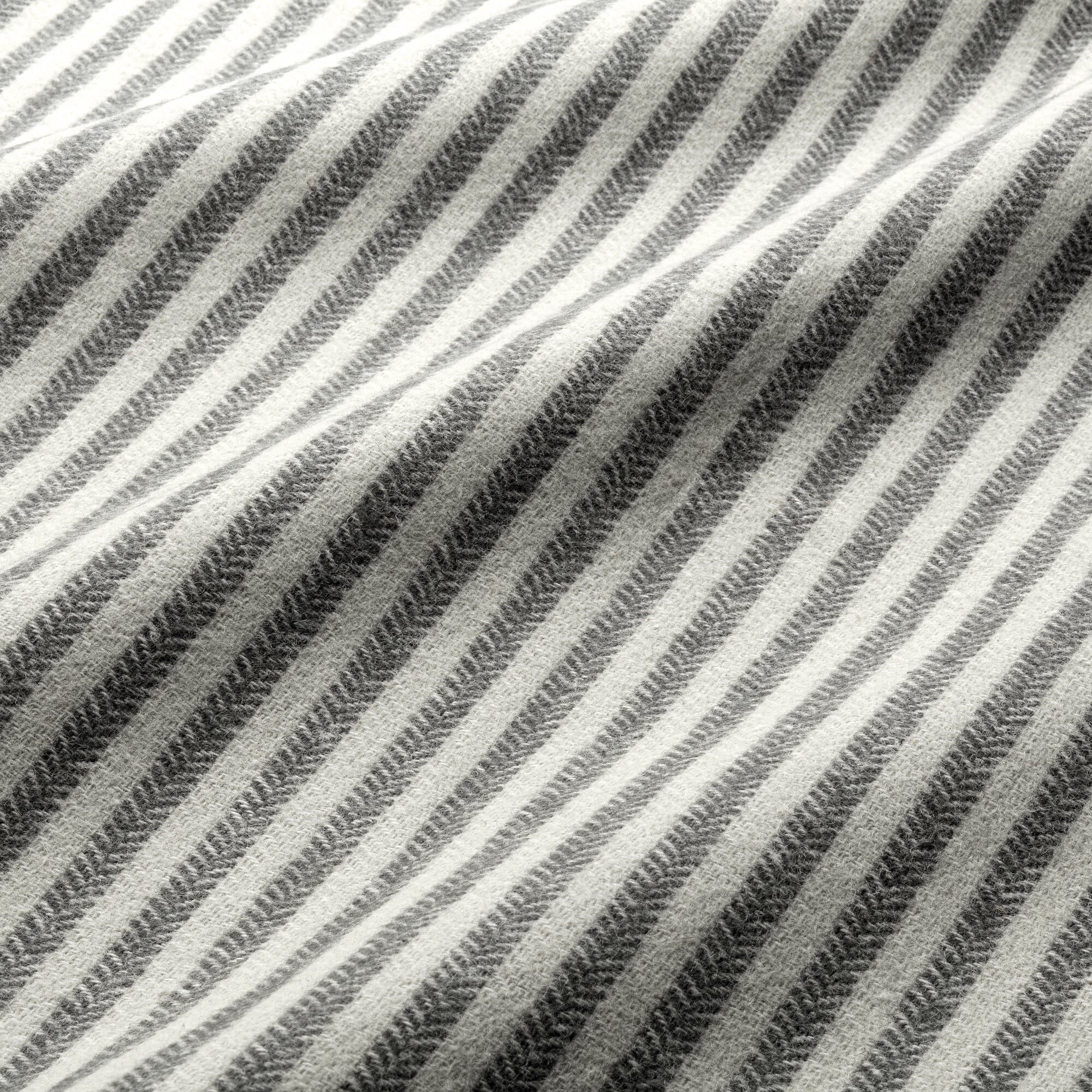 Bettbezug Flanell gestreift, Schwarz-Natur, 135 × 200 cm