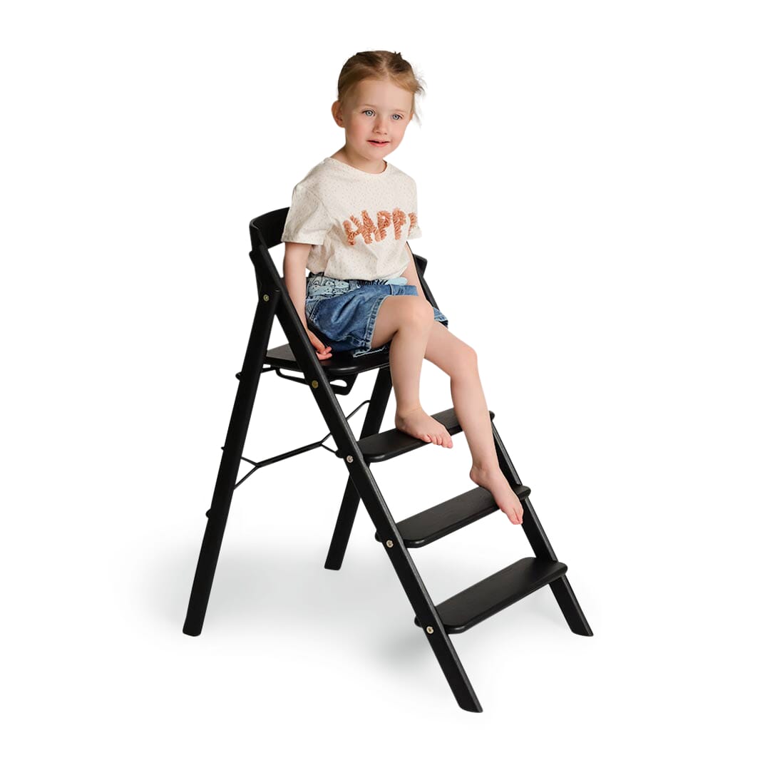 Chaise haute pliante pour enfants, chêne, noir