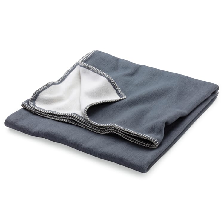 Katoenen deken blauw-grijs-wit
