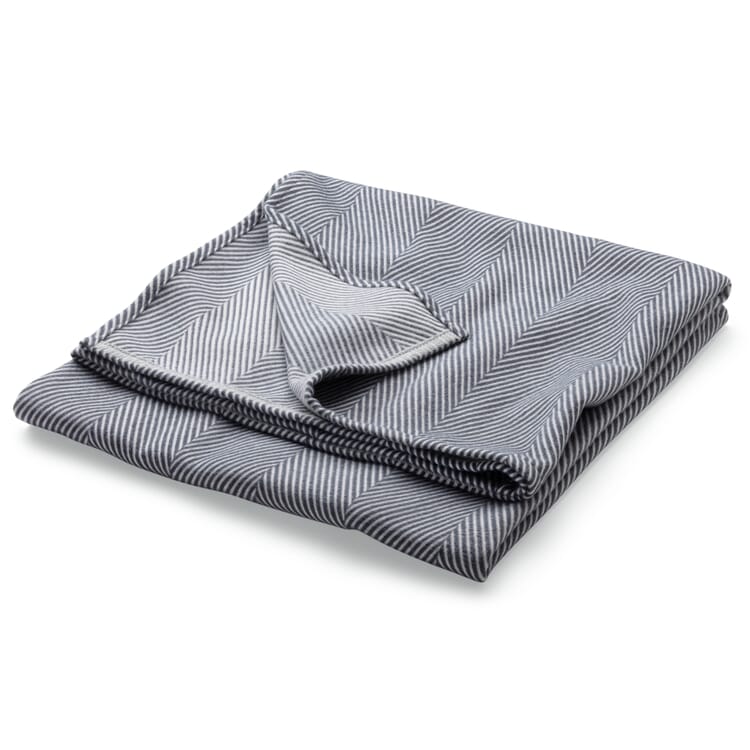 Katoenen deken blauw-grijs-wit, Visgraat