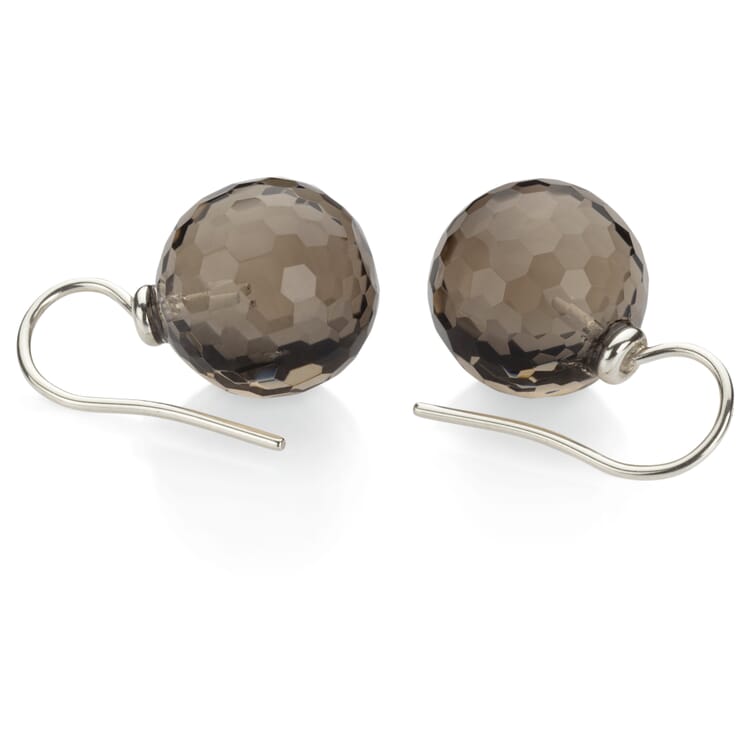 Earrings smoky quartz cut