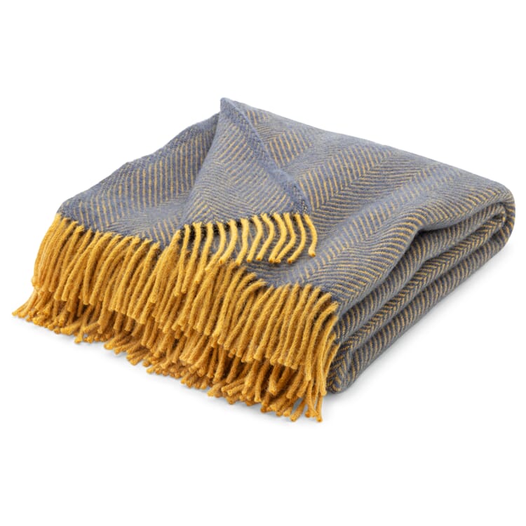 Visgraat deken van scheerwol, Blauw