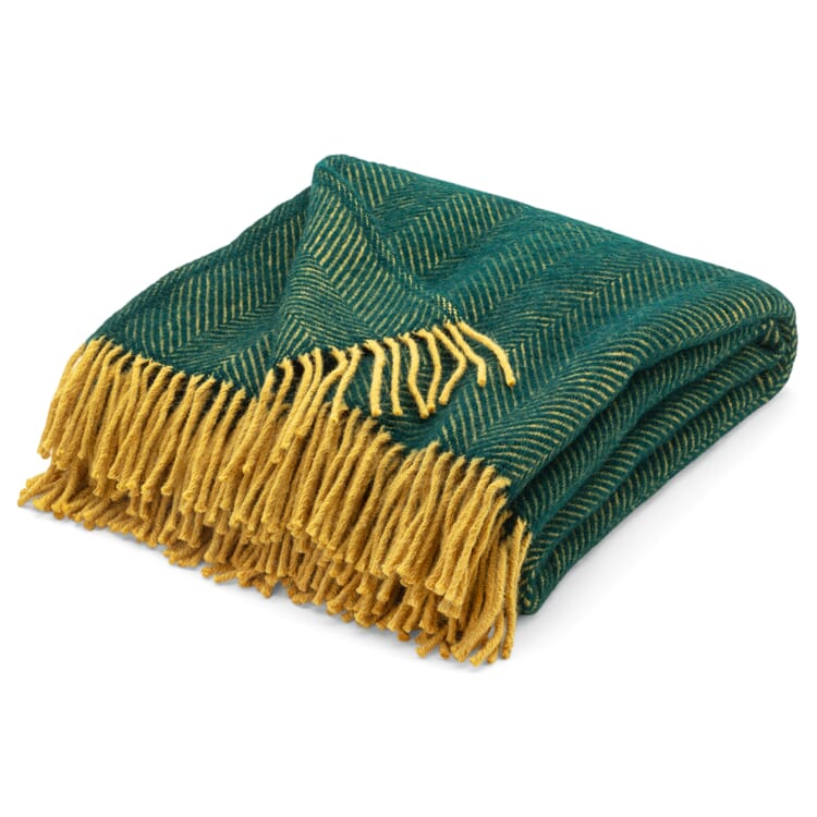 Visgraat deken van scheerwol, Donkergroen