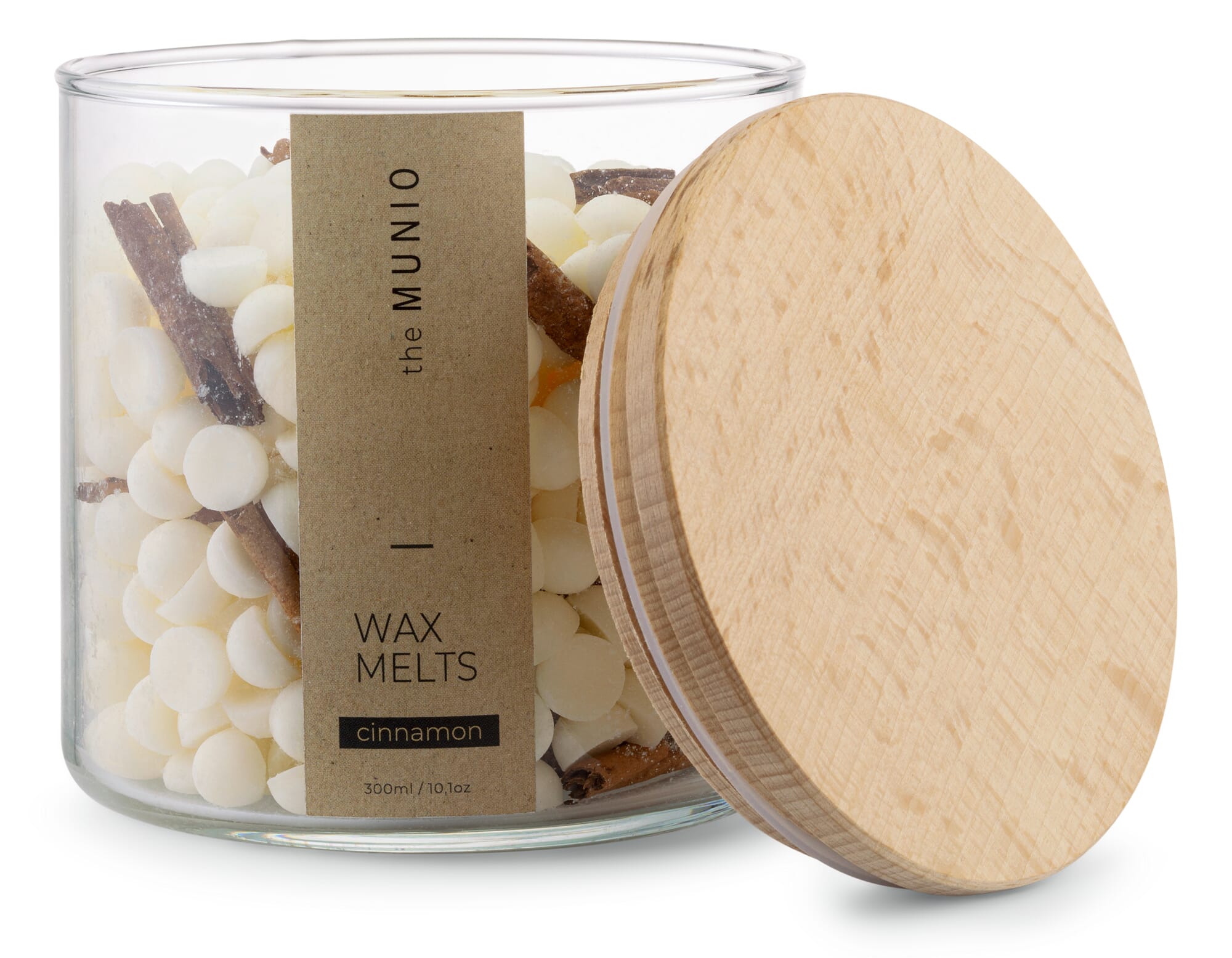 Cinnamon soy wax melts in a glass votive – the MUNIO