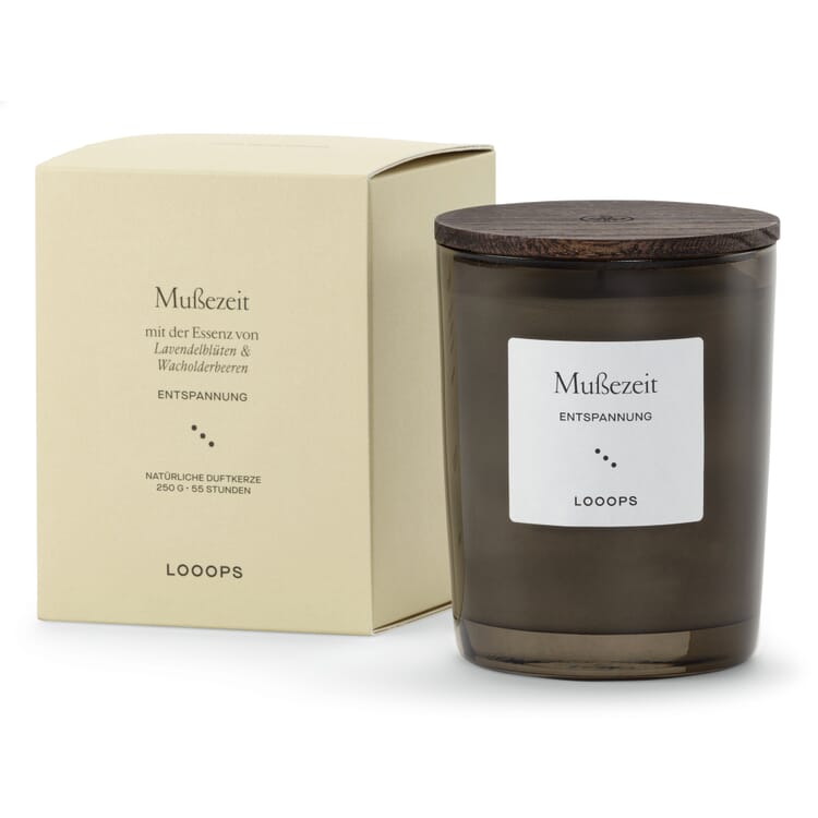 Vela perfumada Looops con tapa de madera, Tiempo libre