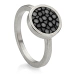 Anello da dito in pelle argento ray stretto Nero 54