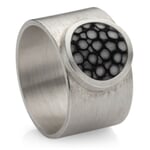 Anello da dito in pelle argentata a raggio largo Nero 58