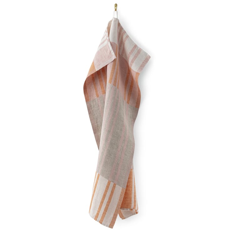 Torchon en lin rayé, Orange