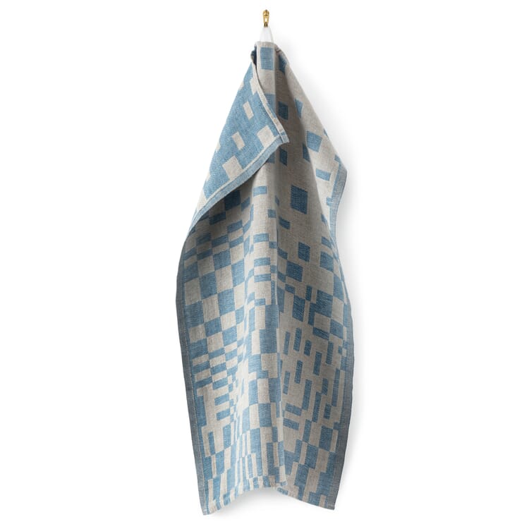 Torchon en lin coupé en dés, Bleu